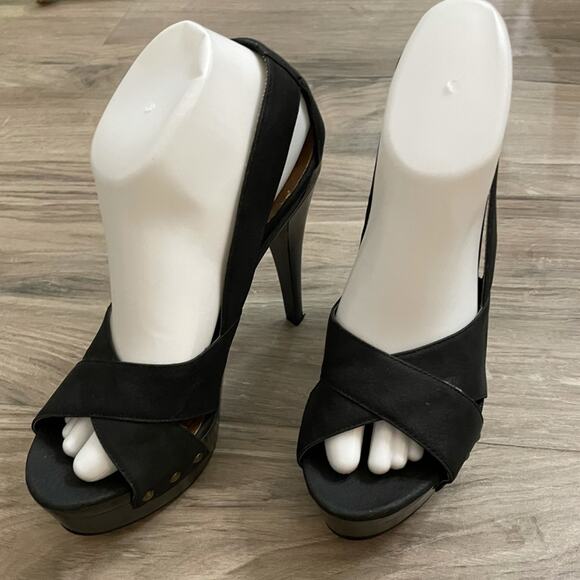Michael Antonio black peep toe platform heels size 8.5 - Picture 4 of 10